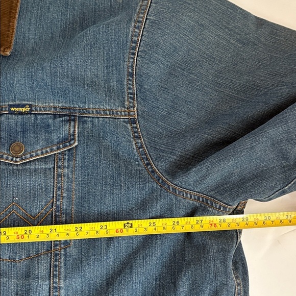 Wrangler blanket lined corduroy collar button down blue denim jean jacket - Picture 12 of 16
